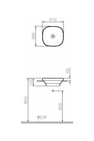 VitrA Frame 5654B483-0016 Tezgah Üstü Kare Lavabo. 41CM. Siyah