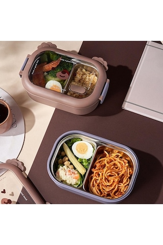 Novahub Çocuk Bento Kutusu - Yeniden Kullanılabilir, Paslanmaz Çelik, 950ml, Kahverengi Çocuk Ve Yetişkinler İçin Uygun, Sızdırmaz, Yalıtımlı Öğle Yemeği Kutusu Kahverengi