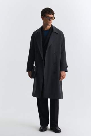 Antioch Uzun Relaxed Fit Trençkot Antrasit