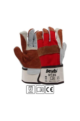 Beybi Dt-01 Deri Kaplı Isıya Dayanıklı Ağır İş Eldiveni 10lu Paket 10 Beden Çok Renkli