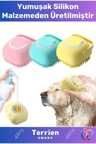 Seri Şampuan Hazneli Çok Kullanışlı Yumuşak Silikon Malzemeli Esnek Kedi Köpek Yıkama Kesesi