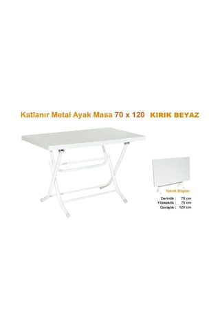 Netbazaars Plastik Katlanır Masa 70x120cm. Ölçülerinde Bahçe Ve Balkonlarda Kolay Kullanım Nocolor-abc0272d