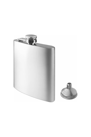 Perlotus 8 Oz- 235 Cc Hunili Cep Tipi Vidalı Kapaklı Çelik Viski İçki Matarası