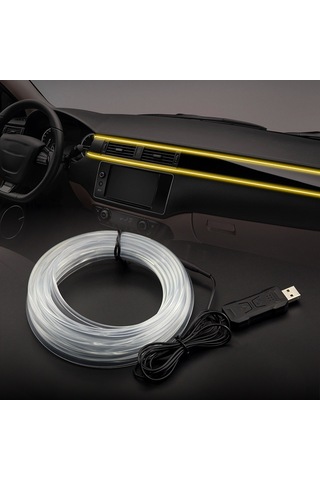 S5u 5m S-serisi Çok Renkli Rgb Led Şerit Işık Esnek Fiber Optik Araç İç Usb Atmosfer Lambası