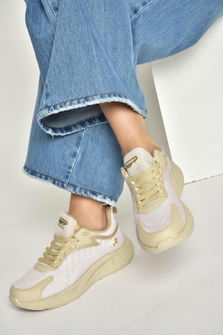 Fox Shoes Y702500804 Bej Kumaş Kalın Tabanlı Spor Ayakkabı Sneakers Bej