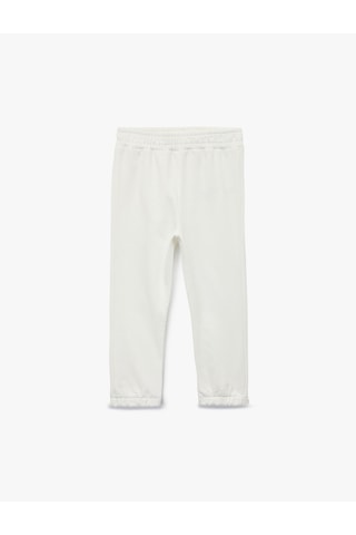 Koton Pamuklu Beli Lastikli Basic Şardonlu Jogger Eşofman Altı Ekru 6wmg40030ak