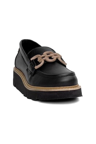 Mammamia D24ya-3205 Hafif Tokalı Deri Kadın Loafer Ayakkabı Bej