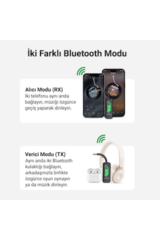 Veggieg Aux Bluetooth 5.4 Transmitter & Receiver Kablosuz Ses Adaptörü