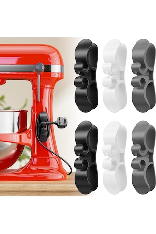 Fosenze 6 Adet Beyaz Mutfak Aleti Kablosu Düzenleyici - Blender, Kahve Makinesi, Fritöz Kablolarını Tutucu Ve Sarıcı