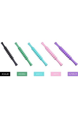 Tysm Çok Fonksiyonlu Dişli Masaj Çubuğu - Fasya Silindir Mil, Fitness Yoga, Kas Rahatlatıcı, Siyah 52cm, Çok Renkli, Yumuşak Abs Sap Çok Renkli