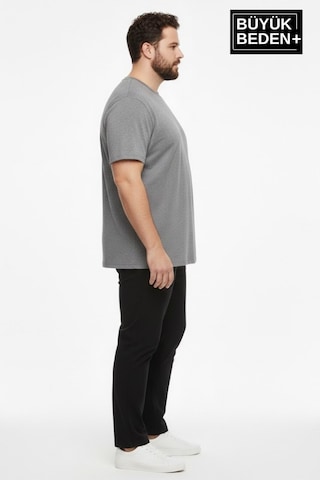 Superlife Büyük Beden Erkek Basic Bisiklet Yaka 2'li Tişört Seti 3xl-6xl Spr26bts510+2 Grey Mel-grey Mel