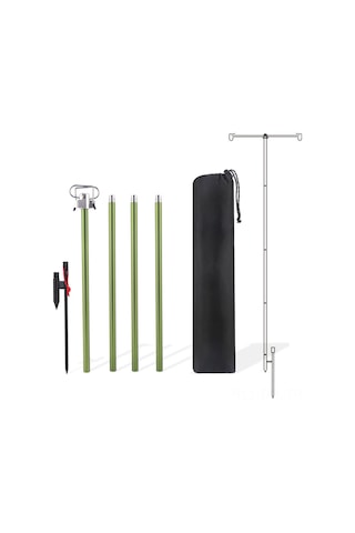 Dofolink Yeşil Çadır Feneri Direği - Alüminyum Ve Demir, 65.5-186 Cm Genişletilebilir, Feneri Güvenli Bir Şekilde Asma, Çevre Paketiyle