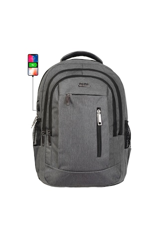 Case Club Usb Aparatlı Apple Uyumlu MacBook Laptop Sırt Çantası 14'' İnç 15,6 İnç Su Geçirmez Kumaş Gri