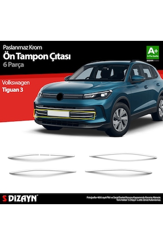 S-dizayn Vw Tiguan 3 Krom Ön Tampon Çıtası 6 Prç. 2024 Üzeri A+ Kalite