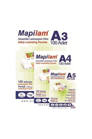 Mapilam 125 Mic. Parlak Laminasyon Filmi A4 100 Lü 1 Adet Mapilam 125 Mic. Parlak Laminasyon Filmi A4 100 Lü 1 Adet