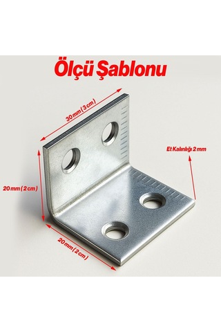 25 Adet Metal L Demiri 30x20x20 Mm Kalın Köşebent Raf Dolap Köşe Bağlantı Mobilya Sabitleme Seti Diğer