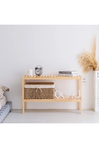 Çok Amaçlı Dekoratif Yan Sehpa Komidin Organizer Raf Ahşap Raf