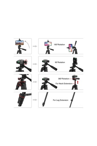 Xindoker Alüminyum Akıllı Telefon Ve Gopro Tripodu - 100cm Yüksekliği, 2.5kg Yük Kapasitesi, Bt Uzaktan Kumanda İle Video/fotoğraf Çekimi