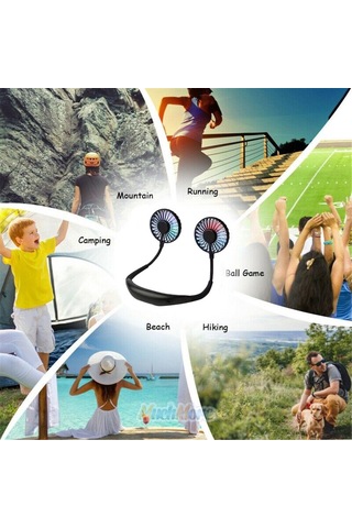 Symbee Boyun Bağlı Mini Fan, 3 Hızlı, 360 Ayarlanabilir, Kokulu Pamuk, Led Işıklı, Usb Şarjlı, Taşınabilir Soğutucu - Siyah