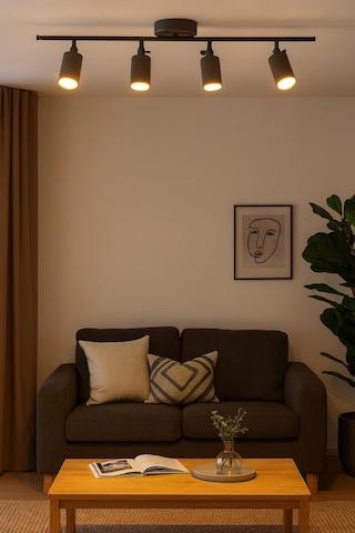 Spoti 4'lü Antrasit Renk Gün Işığı Modern Tasarım Salon - Mutfak - Banyo Spot Ledli Sıralı Avize Antrasit