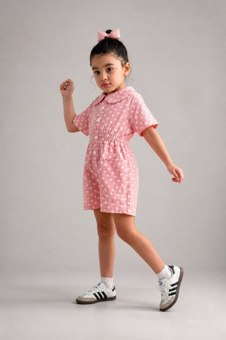 Eray Alp Kids Kız Çocuk Pembe Puantiyeli Tulum