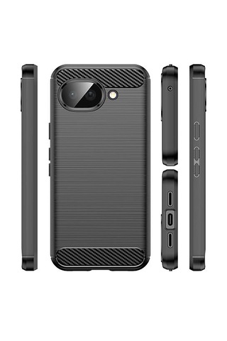 Microcase Google Pixel 10a İle Uyumlu Brushed Carbon Fiber Silikon Kılıf - Siyah Al3332