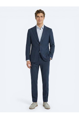 Kip Mavi Çizgili Comfort Fit Takım Elbise