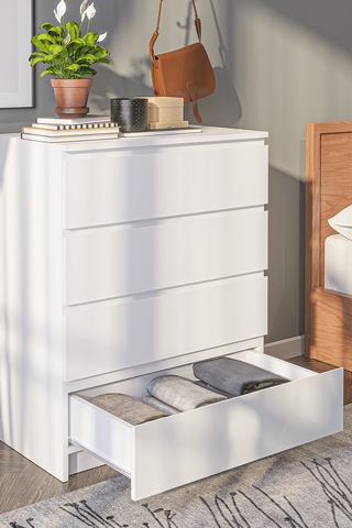 Derinkuyu 4 Çekmeceli Şifonyer Yatak Odası Bebek Odası Beyaz Beyaz