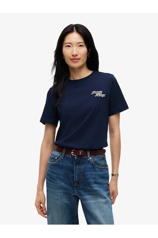 Tommy Hilfiger Scrıpt New Reg C-nk S/s Tshırt Kadın Mavi T-shirt - Ww0ww52360