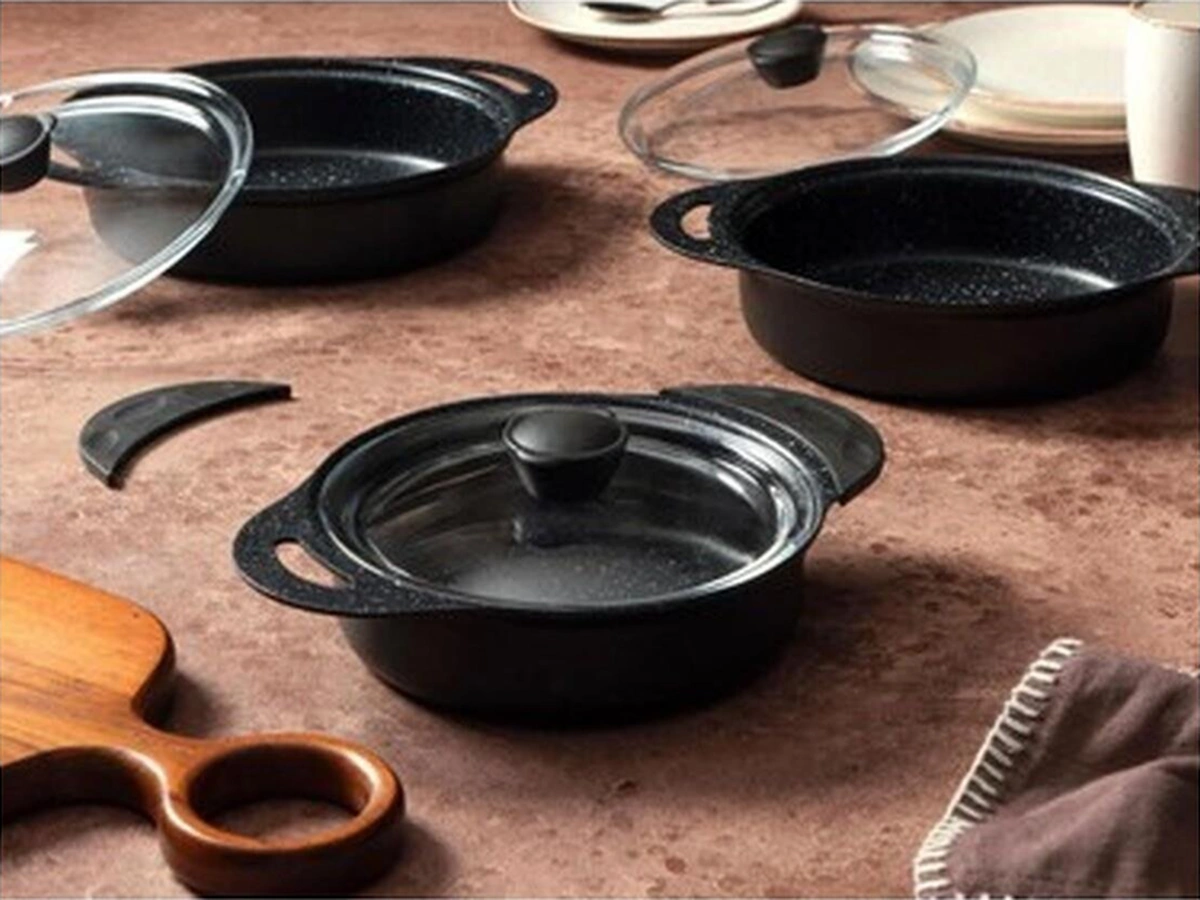 Porland Anolon Siyah Sahan Takımı 6 Parça Bakır - Siyah