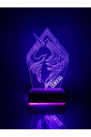 Kişiye Özel 3D Unicorn, Kız Çocuğuna Hediye Masaüstü Led Lamba