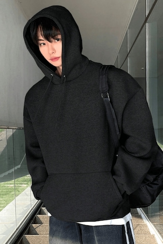 Genius Store Erkek Sweatshirt Kanguru Cepli İçi Polarlı 3 İplik Kapüşonlu Oversize Sweatshirt Kanguru-sweatshırt Siyah