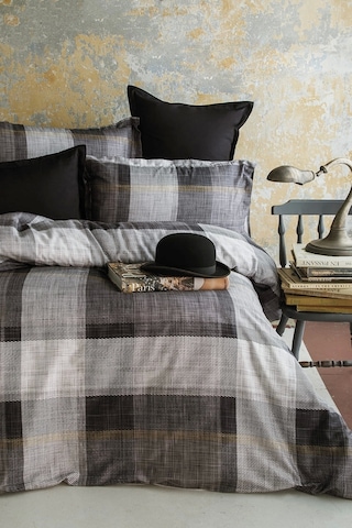 Dunloe Black 210 Tc 83 Tel Dijital Pamuk Saten Nevresim Takımı Çift Kişilik Çok Renkli