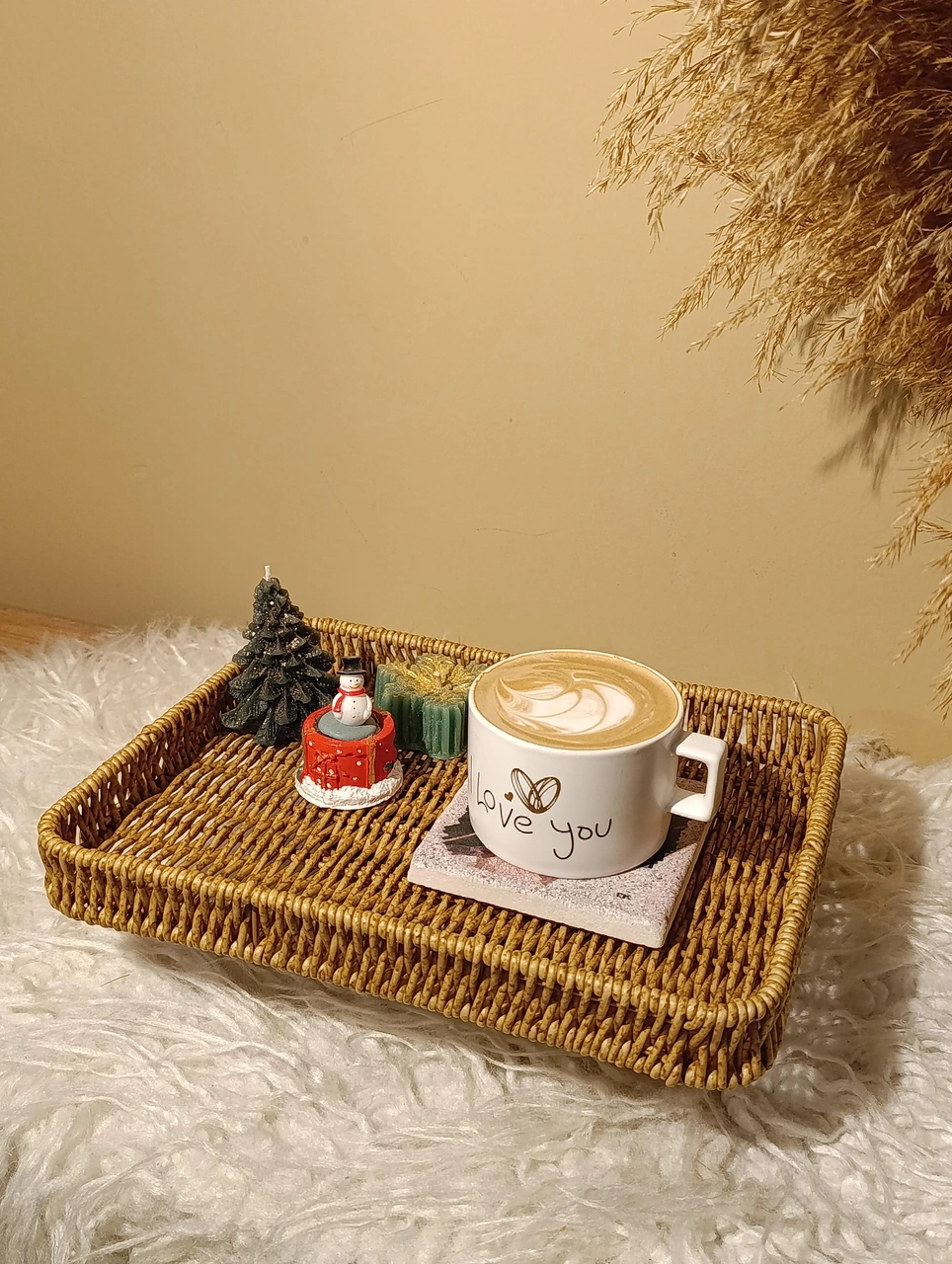 Hasır Rattan Ayaklı Sunumluk Dikdörtgen Diğer