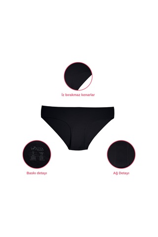 Alya Underwear Basic Lazer Kesim Kadın Bikini Külot Dikişsiz Kadın Slip - Ultra Esnek Ve Rahat 6'lı Paket Siyah - Kahve - Lacivert