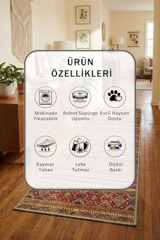 Yıkanabilir Yolluk 127 Çok Renkli