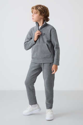Tommylife Tommy Life Gri Melanj Kalın Yumuşak Dokulu Standart Fit Nakışlı Polar Erkek Çocuk Eşofman Takım - 11218 Gri Melanj