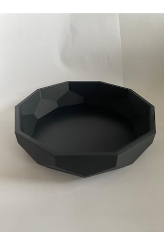 Siyah Köşeli Kase - Dekoratif Kase 15 Cm 3d Baskıdır- Sağlamdır