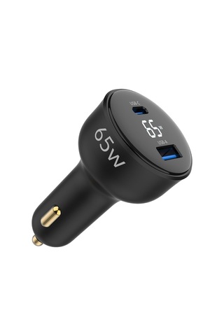 Juo 65w Led Ekranlı Type-c + Usb-a Araç Şarj Aleti İphone & Android & Notebook Araç İçi Şarj Cihazı