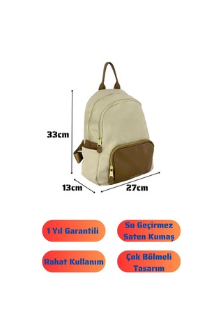 Bolsas Saten Kumaş Kadın Sırt Çanta Krem 1048 Krem