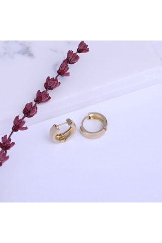 Nox Jewelry 925 Ayar Gümüş Minimal Halka Hoop Küpe - E00264 Gold