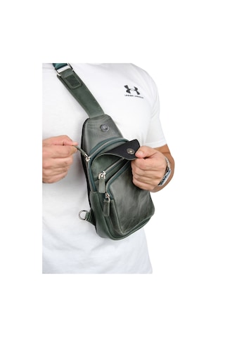 Mft Leather Hakiki Deri Unisex Çapraz Çanta Baggy 6981 Haki