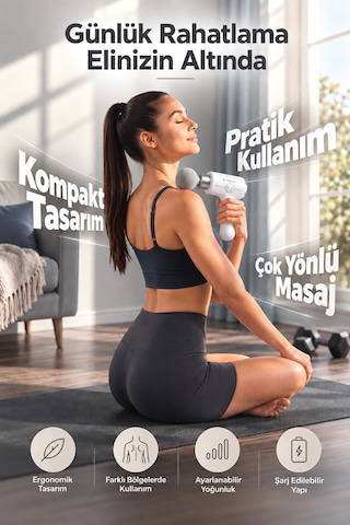 Kensa Masaj Tabacası 10 Başlıklı 6 Kademeli Şarjlı Titreşimli Profesyonel Masaj Aleti Beyaz