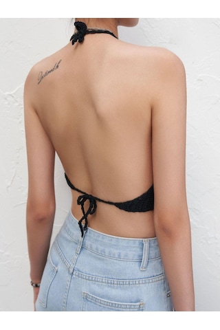 Fashion Cocktail Astarlı Tığ Işi Bohem Plaj Sahil Beach Bikini Büstiyer Astarlı Siyah Siyah