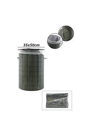 50 Litre Bambu Kirli Çamaşır Sepeti Modern Tasarım Çamaşır Sepeti Oyuncak Kutusu Gri