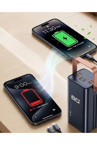 Mey Najmaddin Ultra Güçlü Powerbank 80000 Mah Çoklu Cihaz Şarj Destekli Led Ekranlı Taşınabilir Batarya Najmaddi