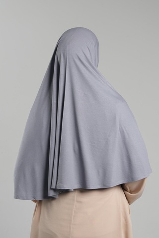 Gri Pratik Hazır Geçmeli Tesettür Eşarp Viskon Pratik Namaz Örtüsü 2201 15 Gri