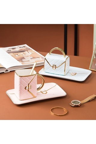 Novahub Şık Seramik Kahve Fincanı - Altın Kenarlı, 310ml Siyah Siyah