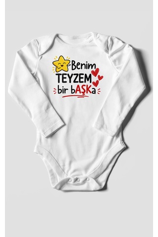 Morivokids Benim Teyzem Bir Başka Uzun Kollu Çıtçıtlı Bebek Body Beyaz