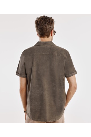 Yargıcı Kısa Kol Düğmeli T-shirt 25yets9002x 007 Haki